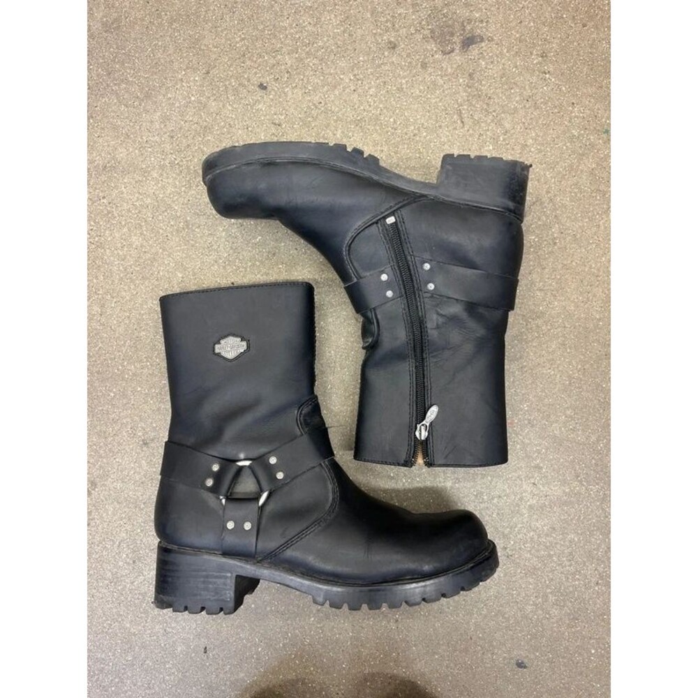 Harley Davidson Black Buckle Harness Biker Boots Mens 9